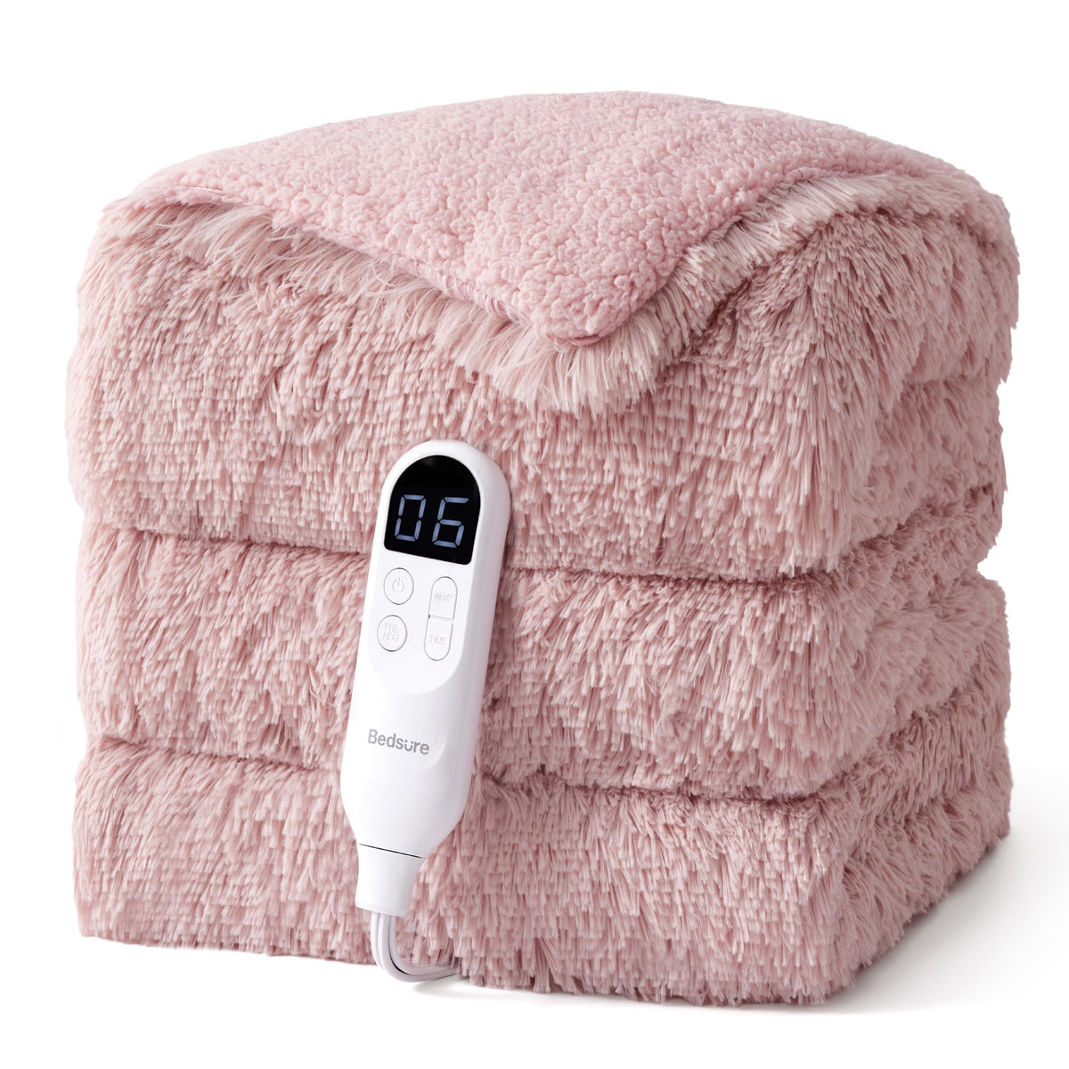 Bedsure Faux Fur Heated Blanket Twin Size, Tie-Dye Electric Blanket, Black
