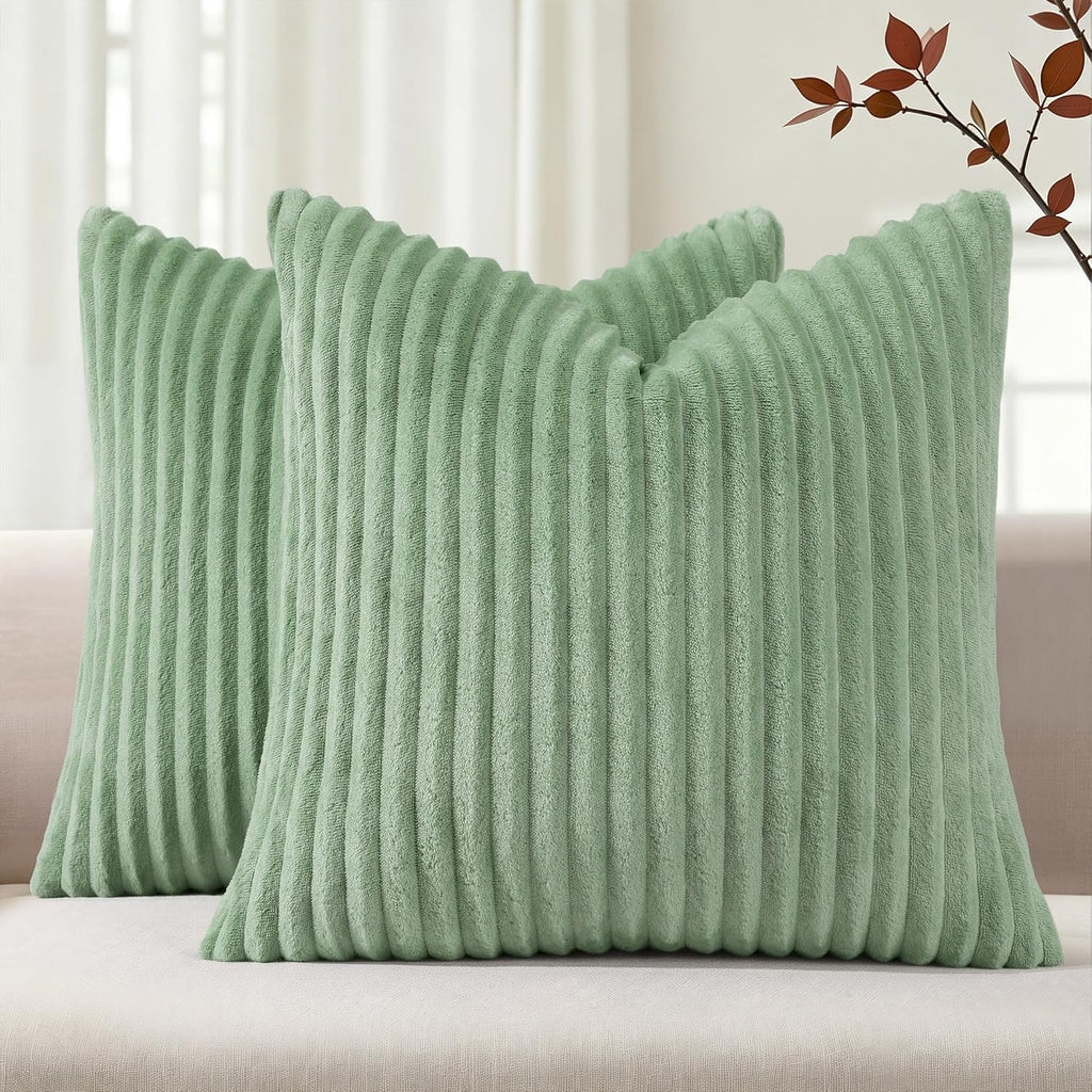 Simmore Fall Soft Cream White Flannel Throw Pillow Covers 24X24 Set of 2