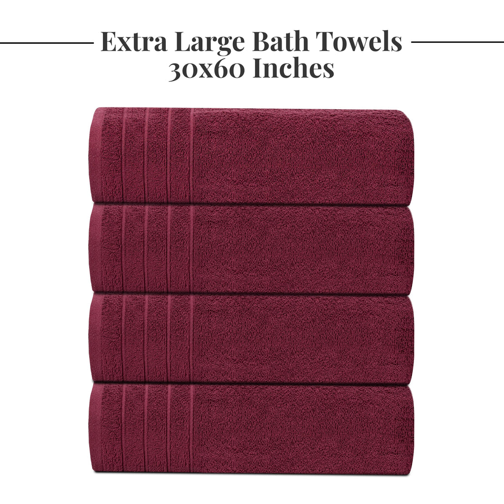 Tens Towels 4 Piece Extra Large Bath Towels 30 x 60 Inches, Dark Grey