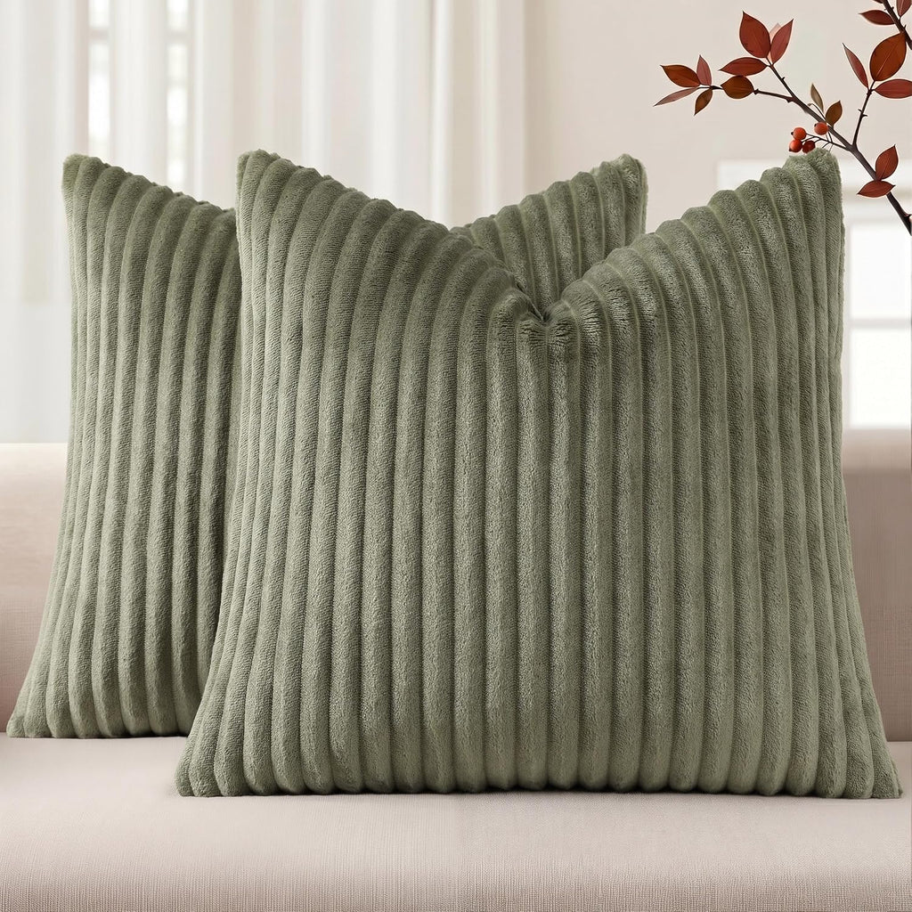 Simmore Fall Soft Cream White Flannel Throw Pillow Covers 24X24 Set of 2