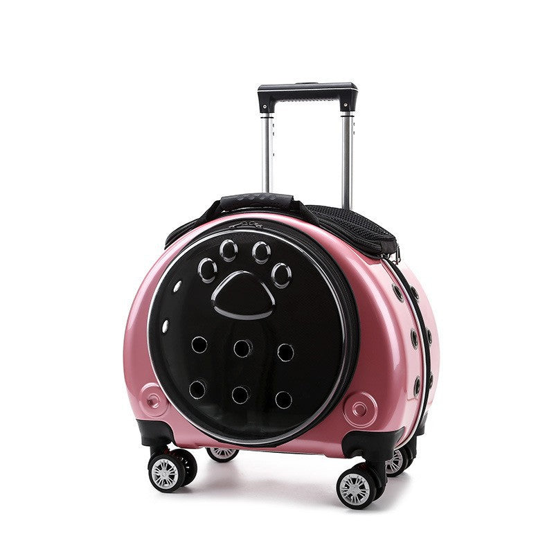 Transparent Pet Travel Carrier with Wheels
