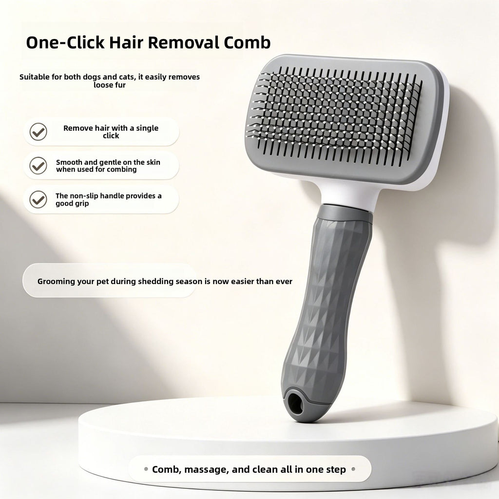 Soft Pin Pet Grooming Comb with One-Touch Hair Removal for Cats and Dogs