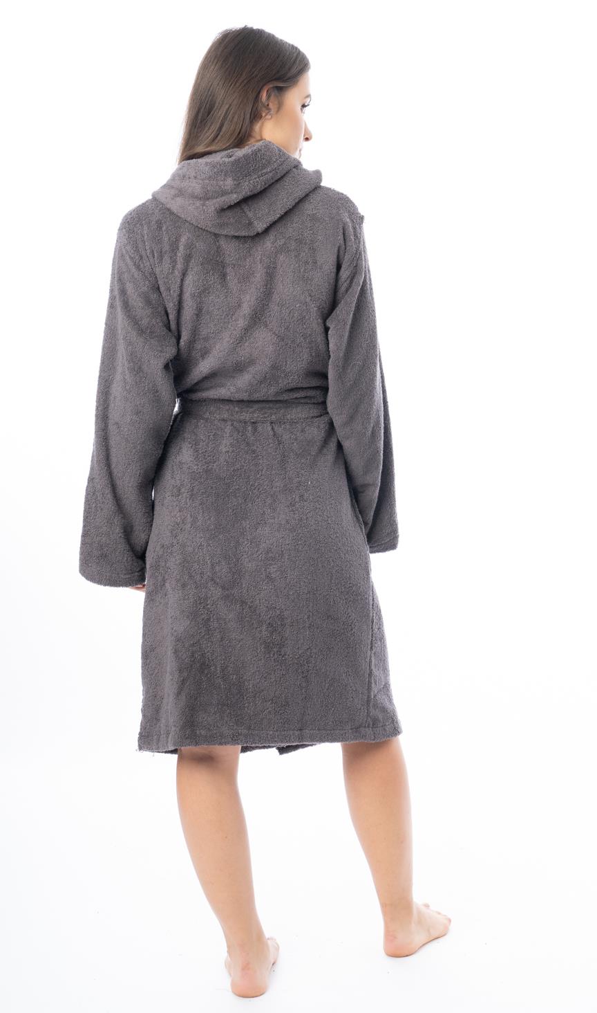 Womens Robe Terry Towelling 100% Cotton Hooded Bath Dressing Gown Bathrobe