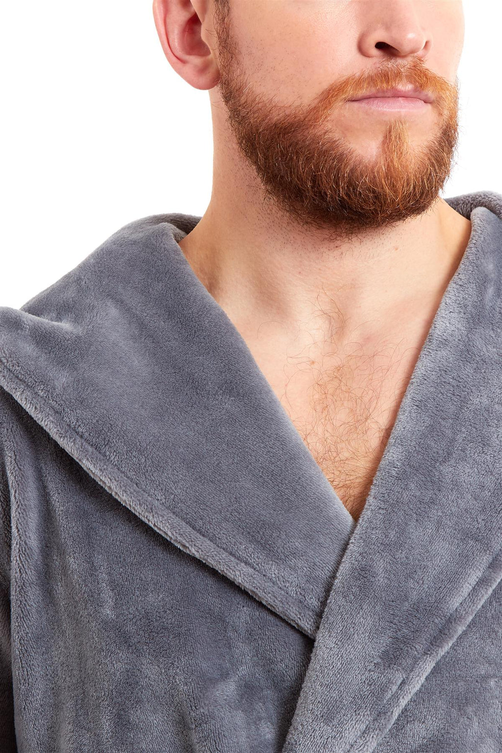Mens Hooded  Dressing Gown Bath Robe Plain Flannel Fleece Robes Winter Gift