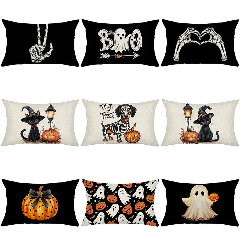UK Rectangular Halloween Cushion Cover Pillow Case Soft Sofa Home Decor 20x12"