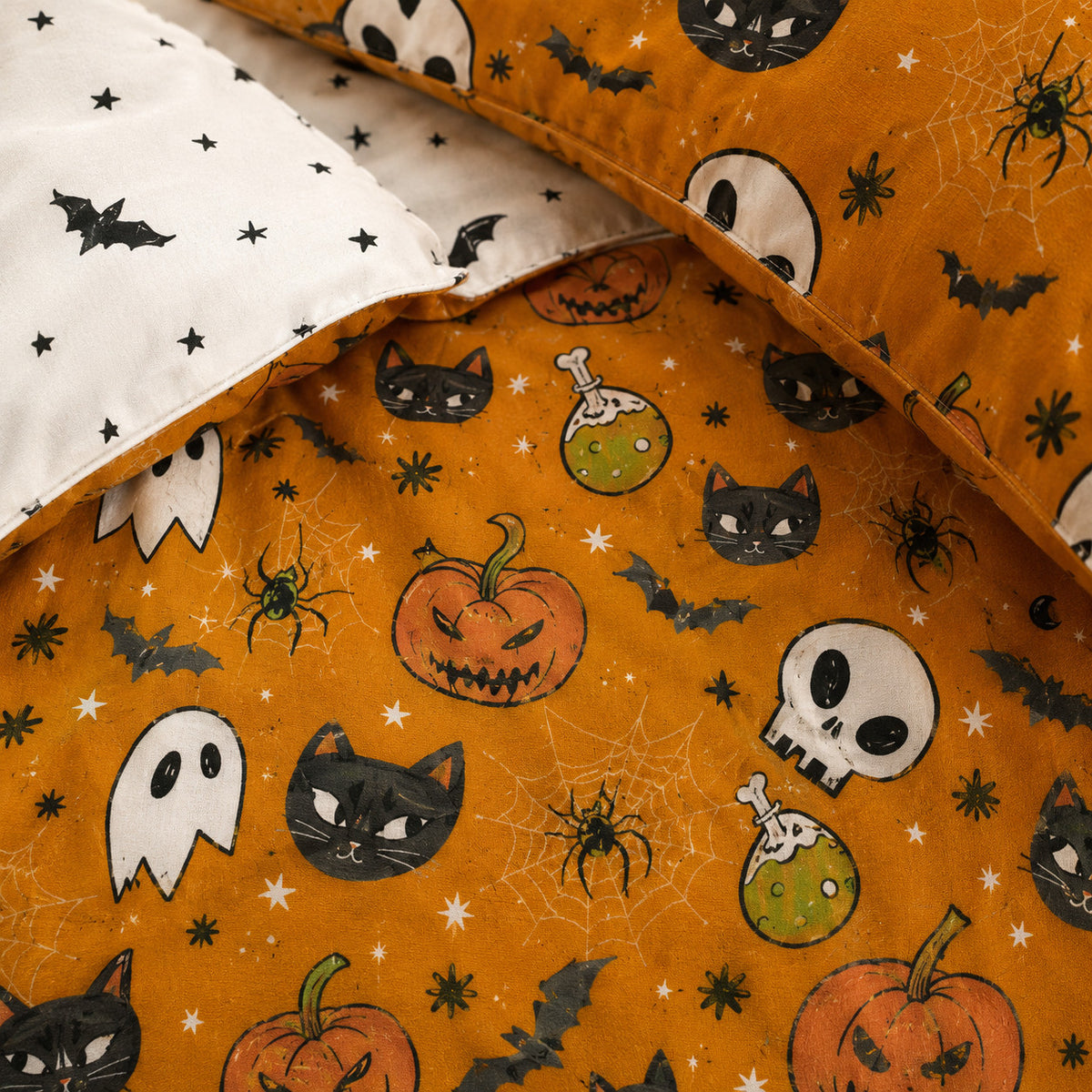 Damask Halloween Duvet Cover Reversible Bedding Set Quilt Cover + Pillowcases