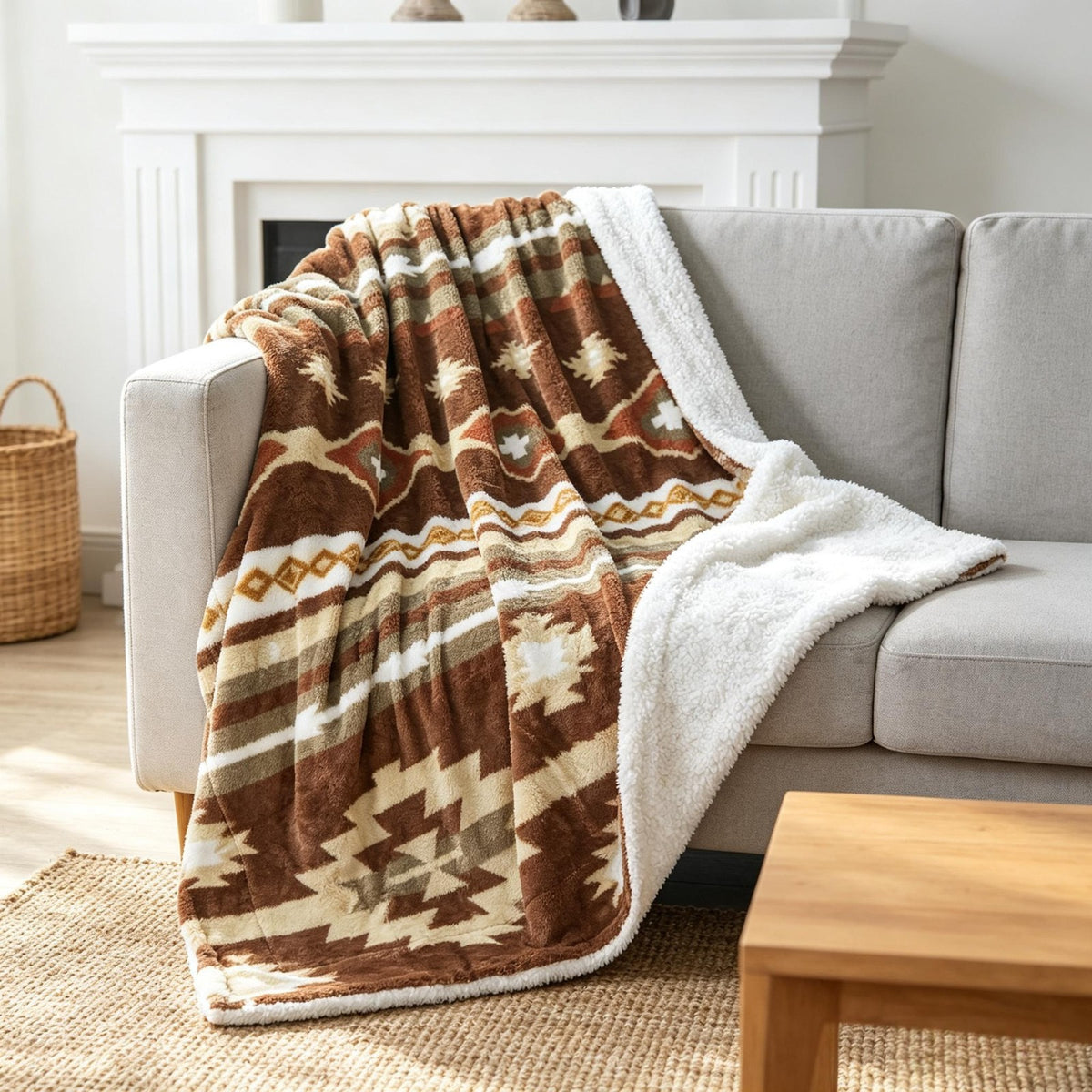 Southwest Sherpa Fleece Throw Blanket – Ultra Soft Reversible & Cozy Plush Gifts
