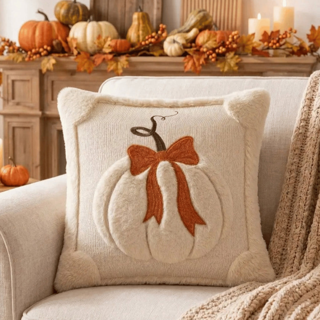 Halloween Pumpkin Embroidered Cushion Cover 45x45cm Sofa Pillowcase Autumn Decor
