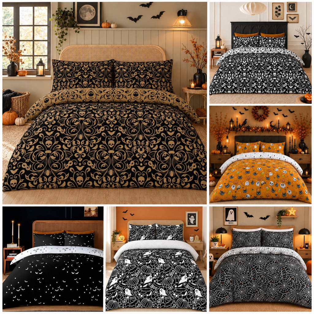 Damask Halloween Duvet Cover Reversible Bedding Set Quilt Cover + Pillowcases