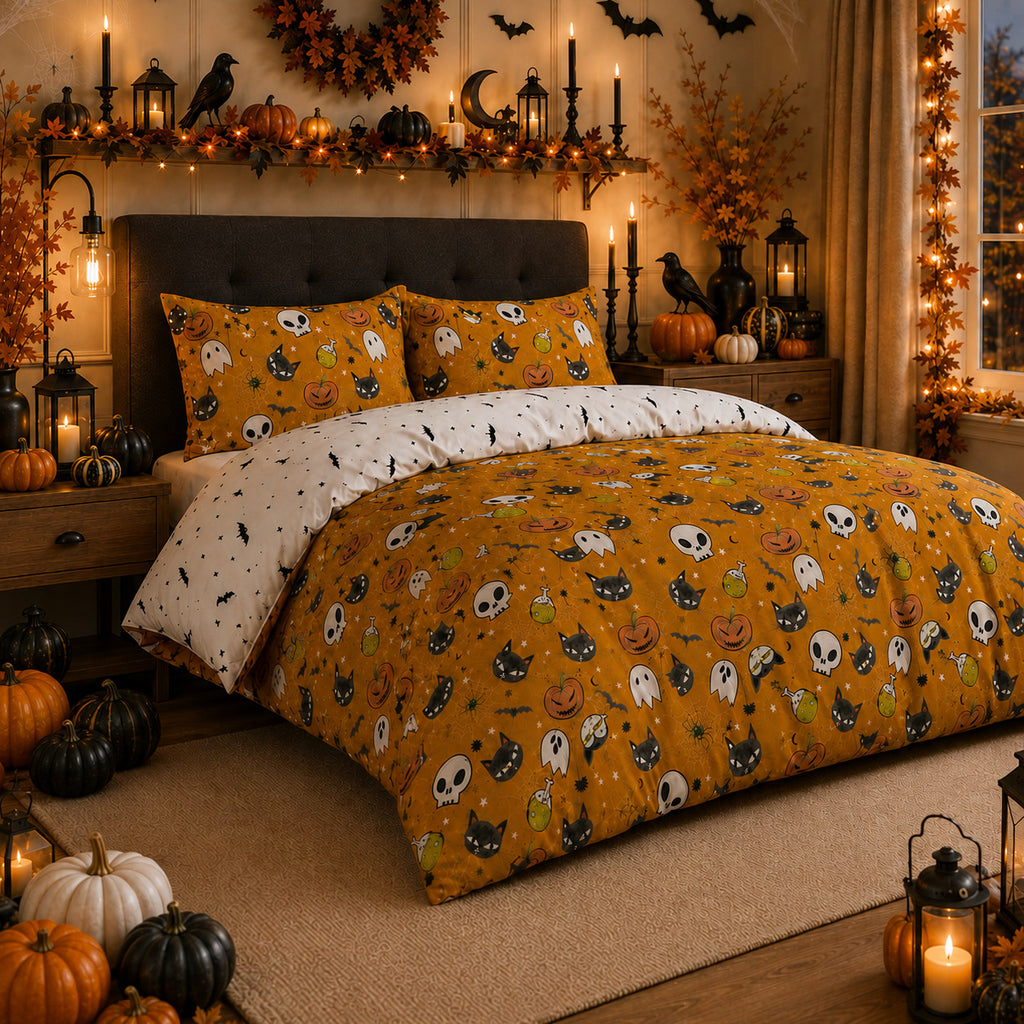 Damask Halloween Duvet Cover Reversible Bedding Set Quilt Cover + Pillowcases