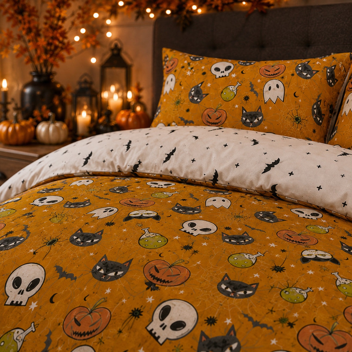 Damask Halloween Duvet Cover Reversible Bedding Set Quilt Cover + Pillowcases