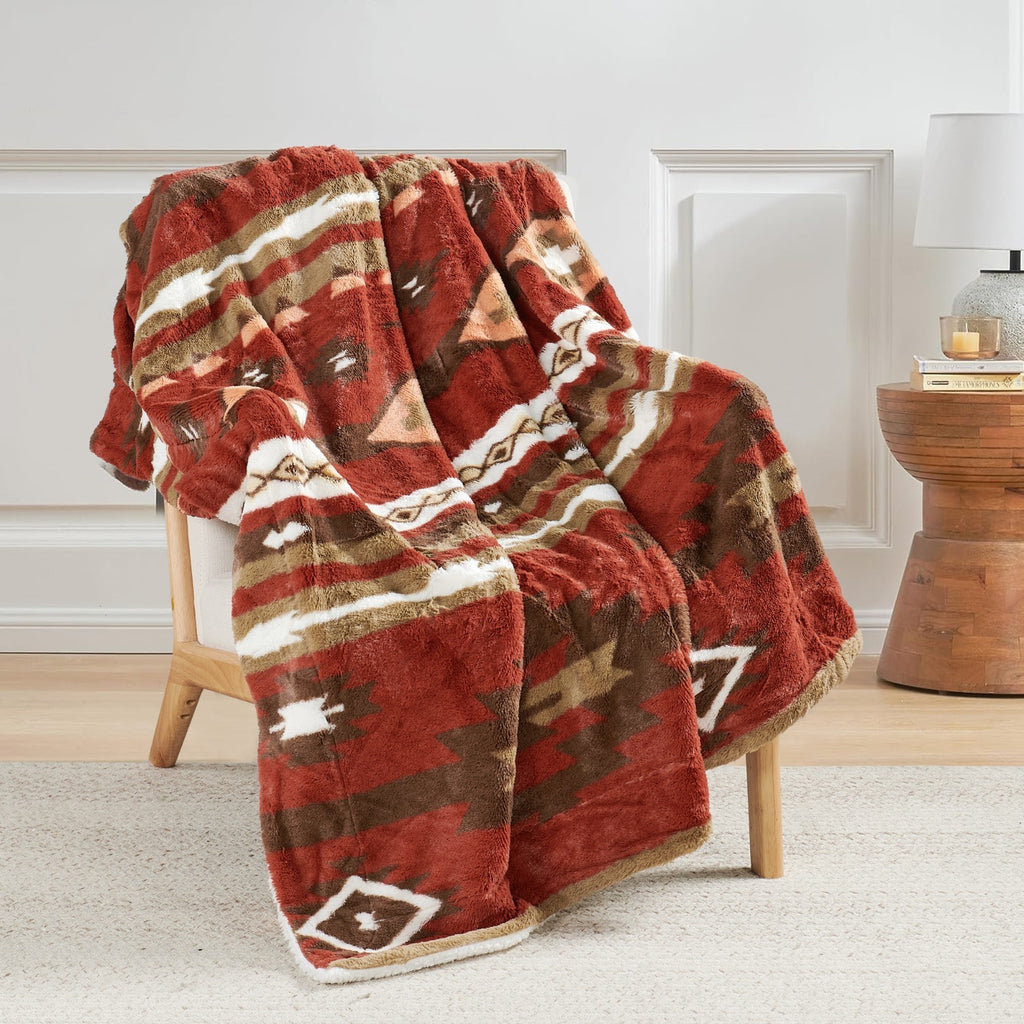 Southwest Sherpa Fleece Throw Blanket – Ultra Soft Reversible & Cozy Plush Gifts