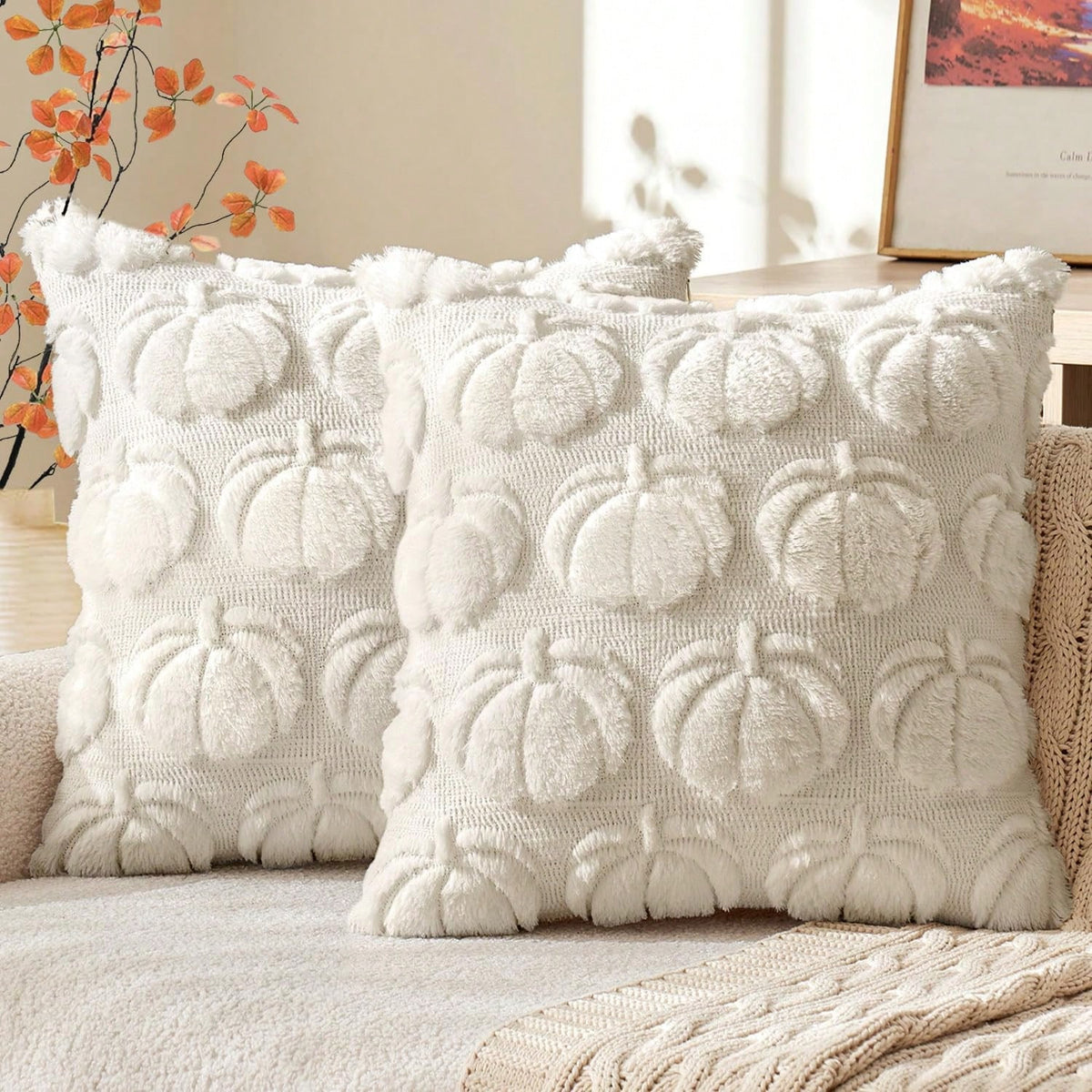 Halloween Pumpkin Cushion Cover  45x45cm Soft Embroidered Sofa Bed Pillow Case