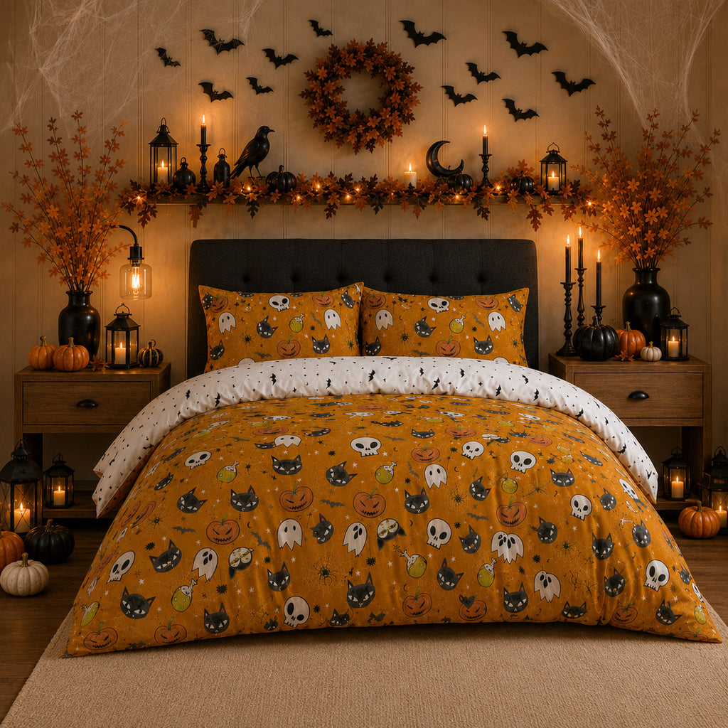 Damask Halloween Duvet Cover Reversible Bedding Set Quilt Cover + Pillowcases