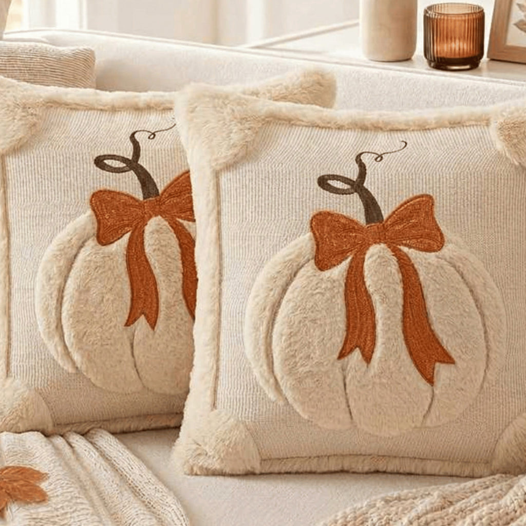Halloween Pumpkin Embroidered Cushion Cover 45x45cm Sofa Pillowcase Autumn Decor
