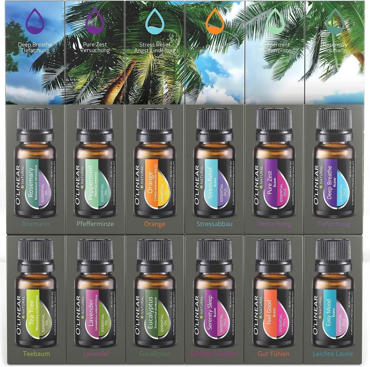 Top Essential Oils Set and Essential Oils Blends - Top 12/0.33oz (10ml)