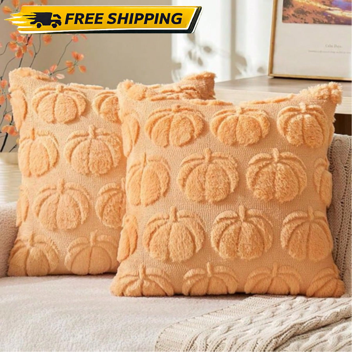 Halloween Pumpkin Cushion Cover  45x45cm Soft Embroidered Sofa Bed Pillow Case