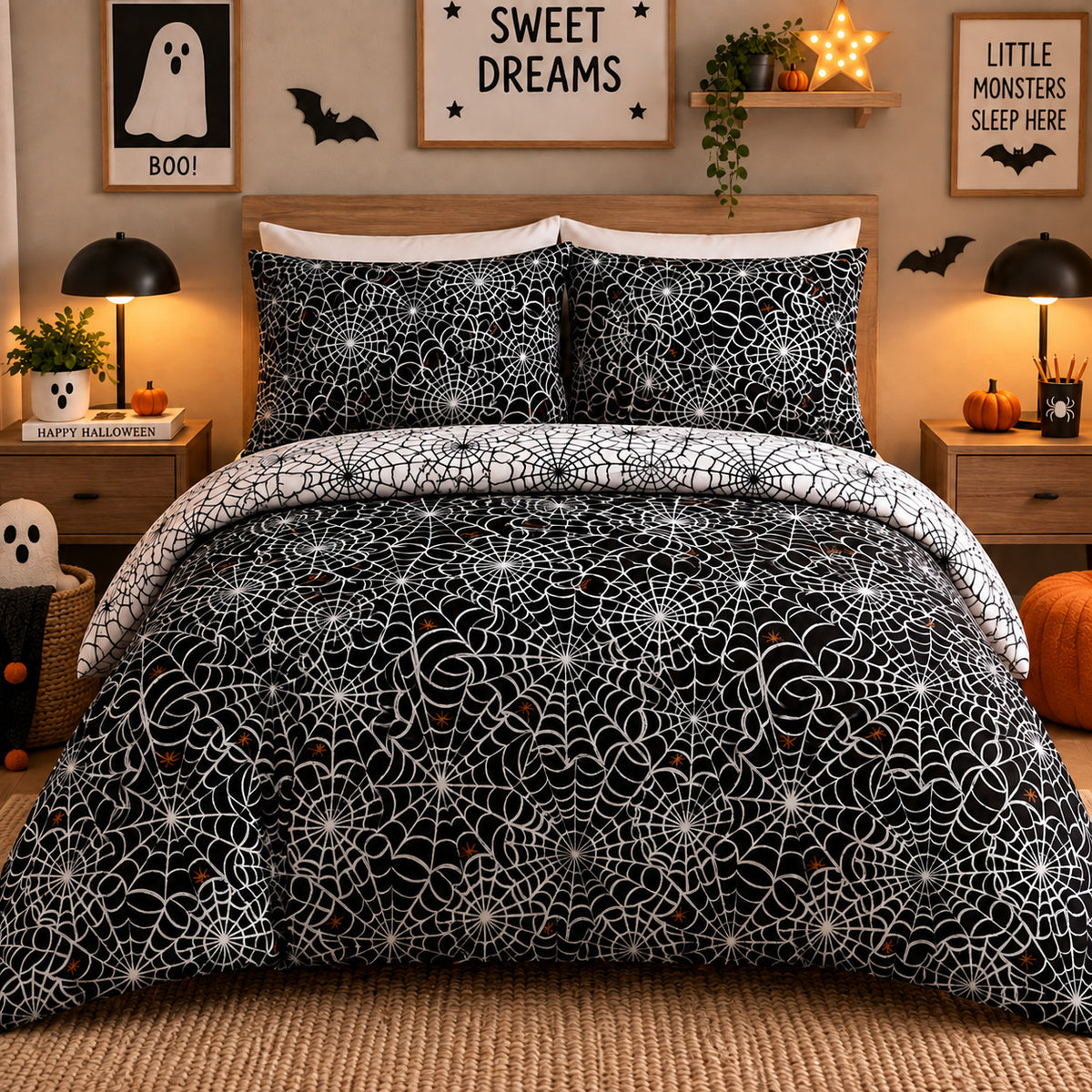 Damask Halloween Duvet Cover Reversible Bedding Set Quilt Cover + Pillowcases