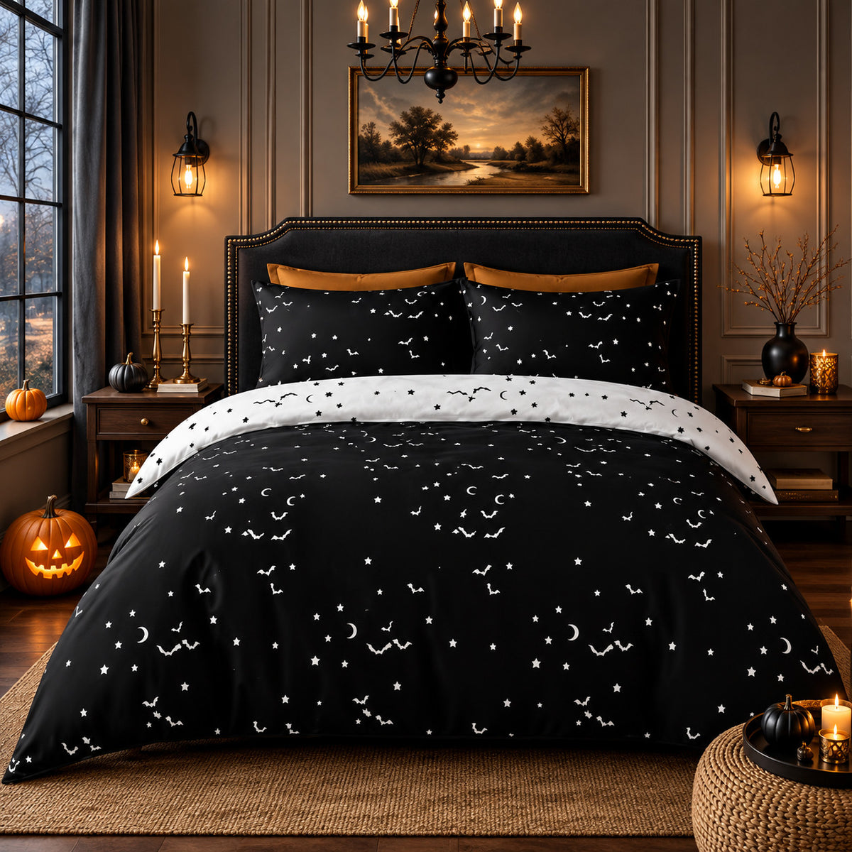Damask Halloween Duvet Cover Reversible Bedding Set Quilt Cover + Pillowcases