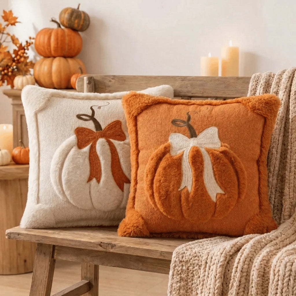 Halloween Pumpkin Embroidered Cushion Cover 45x45cm Sofa Pillowcase Autumn Decor