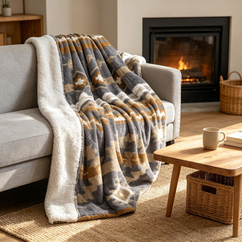 Southwest Sherpa Fleece Throw Blanket – Ultra Soft Reversible & Cozy Plush Gifts