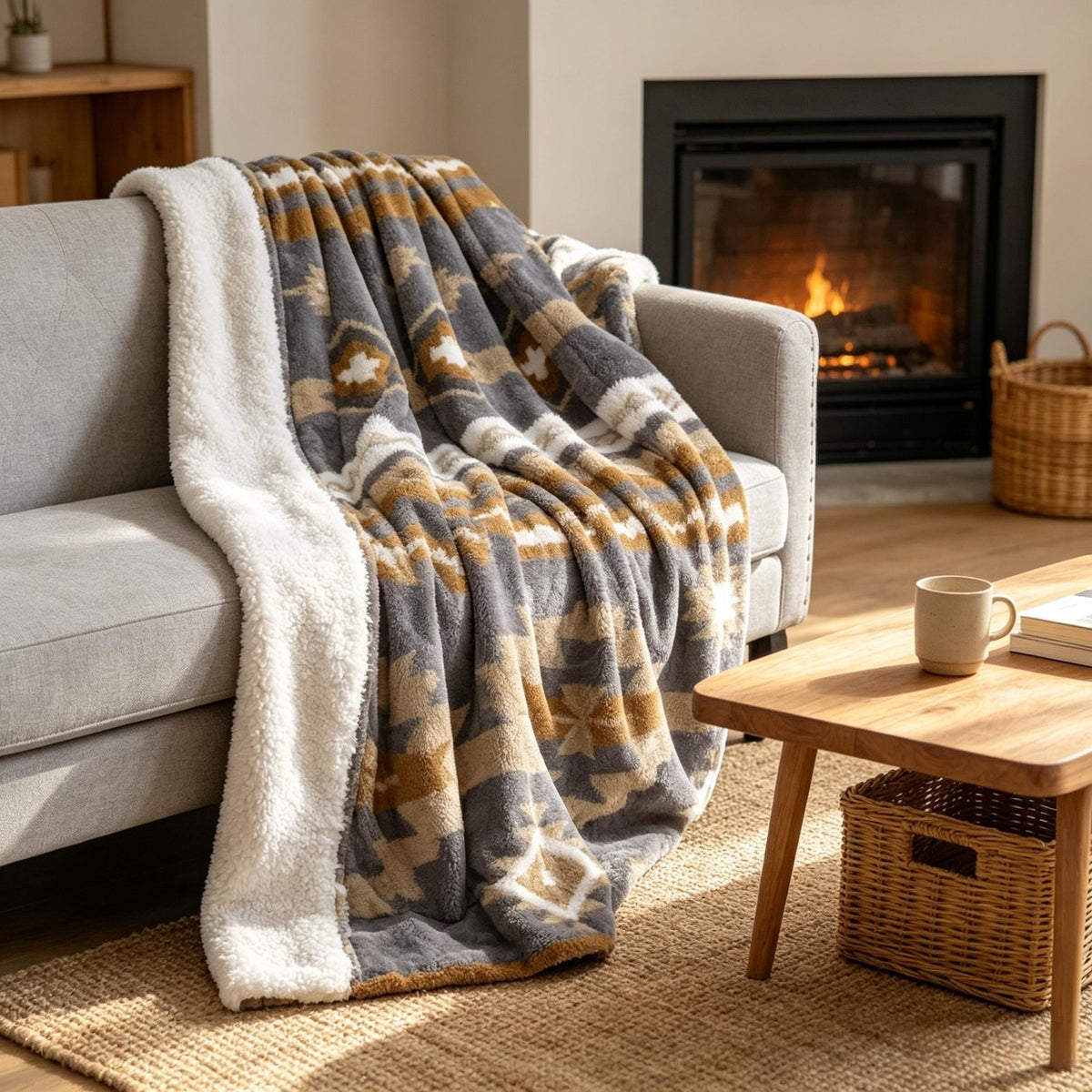 Southwest Sherpa Fleece Throw Blanket – Ultra Soft Reversible & Cozy Plush Gifts