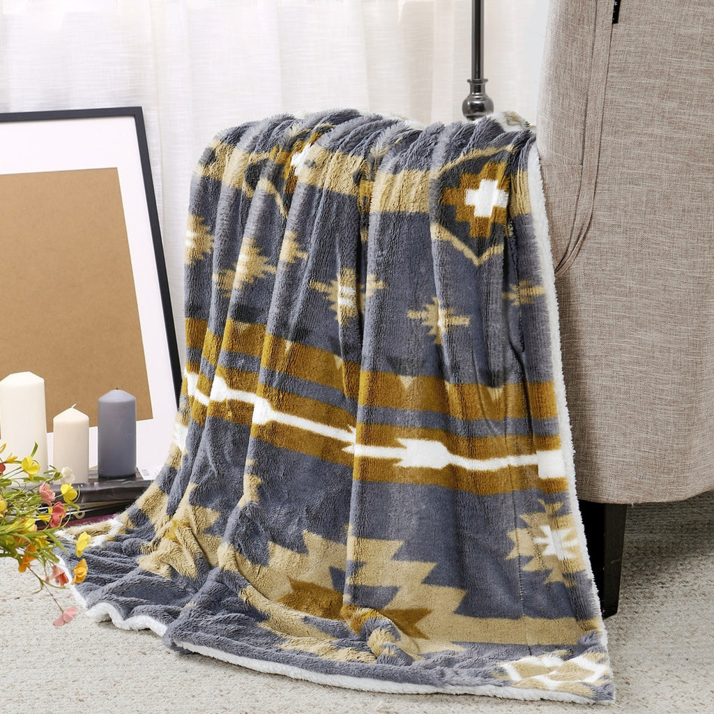 Southwest Sherpa Fleece Throw Blanket – Ultra Soft Reversible & Cozy Plush Gifts