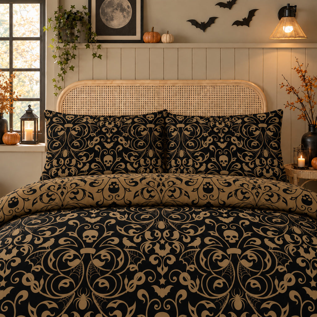 Damask Halloween Duvet Cover Reversible Bedding Set Quilt Cover + Pillowcases