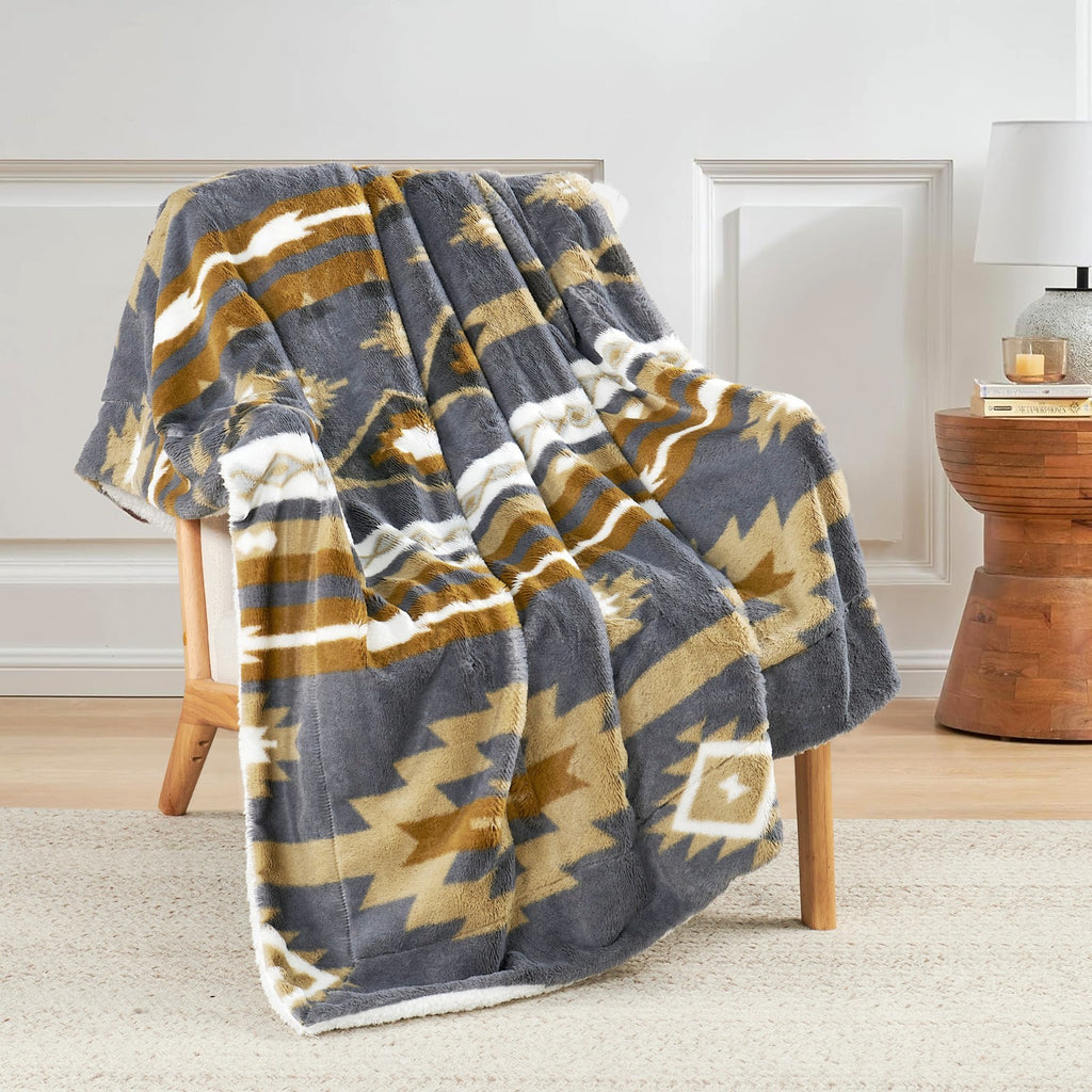 Southwest Sherpa Fleece Throw Blanket – Ultra Soft Reversible & Cozy Plush Gifts
