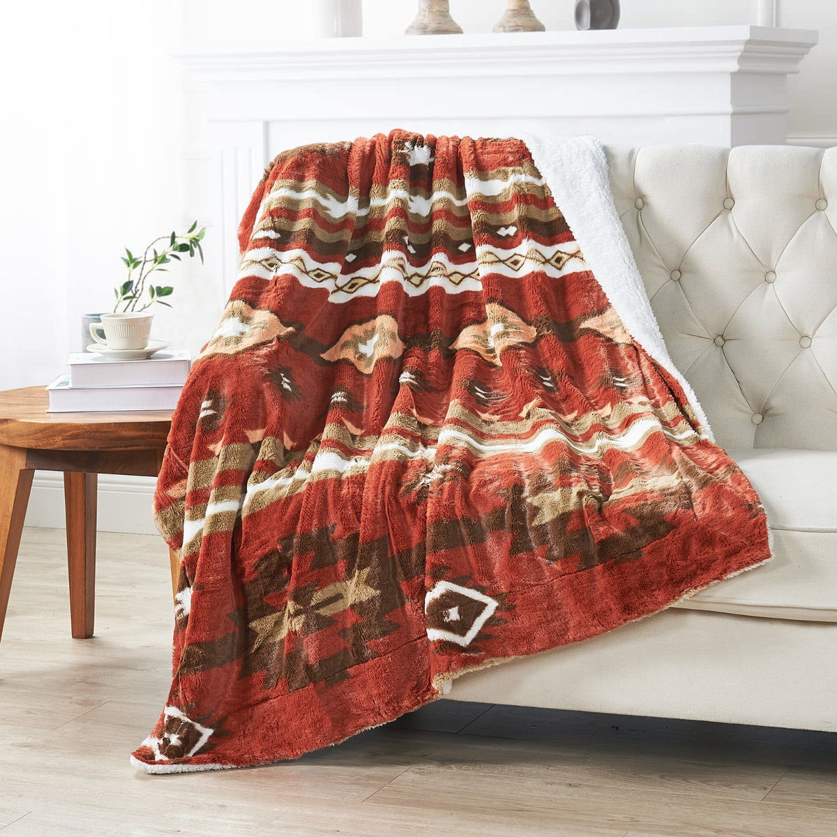 Southwest Sherpa Fleece Throw Blanket – Ultra Soft Reversible & Cozy Plush Gifts