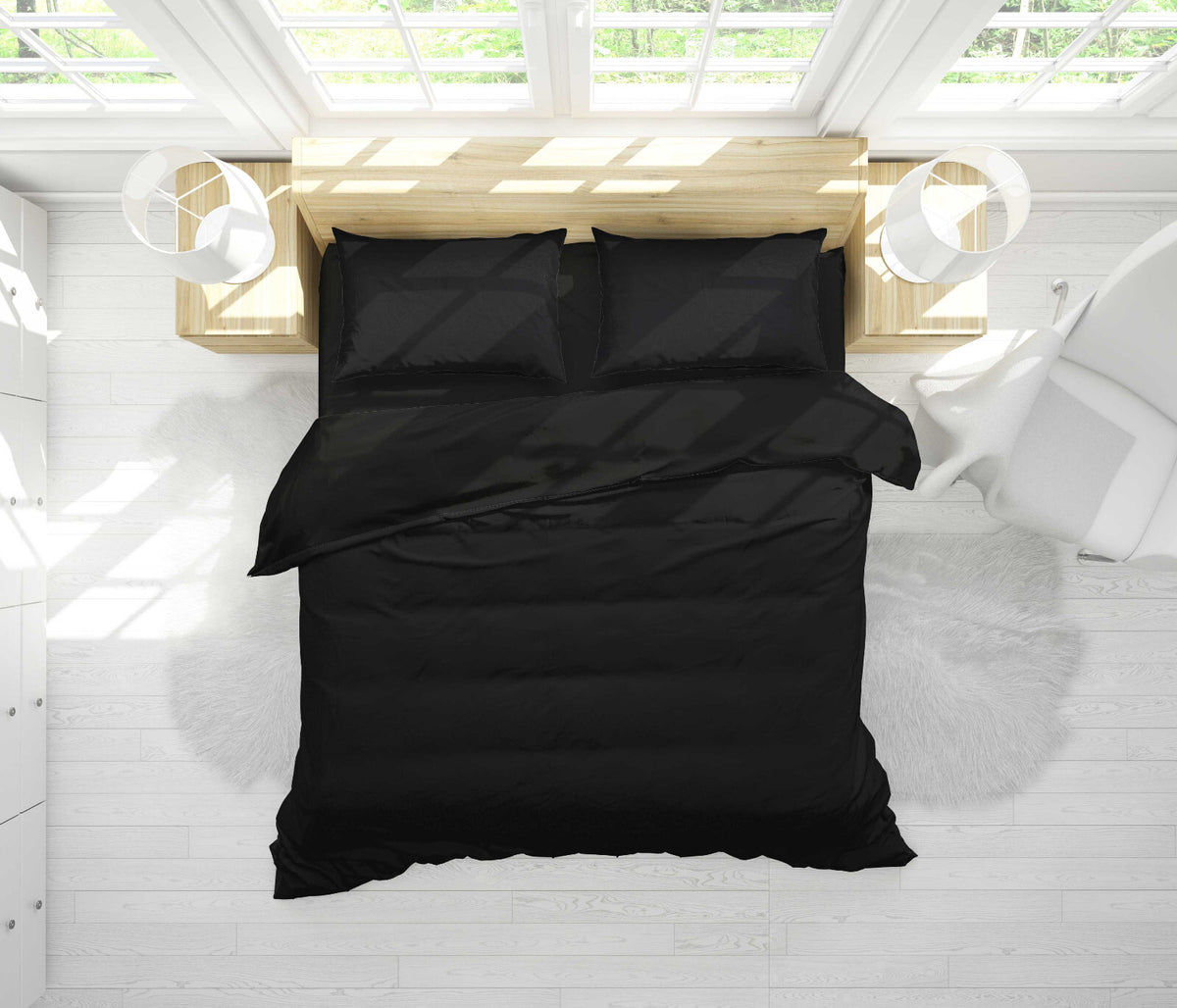 Duvet Quilt Cover 200TC Egyptian Cotton 3PC Bedding Set Single Double King Super