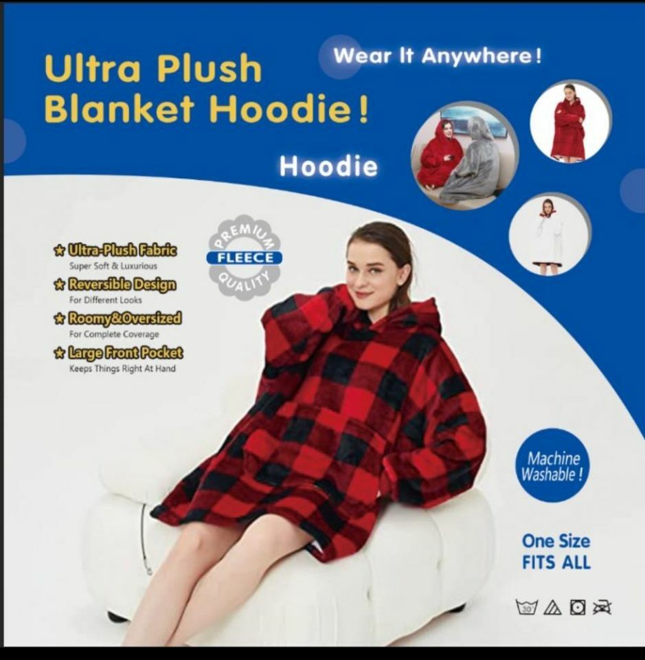 Adult Super Soft Fleece Hooded Snuggle Blanket Hoodie Warm Hoodie Nightwear Gift