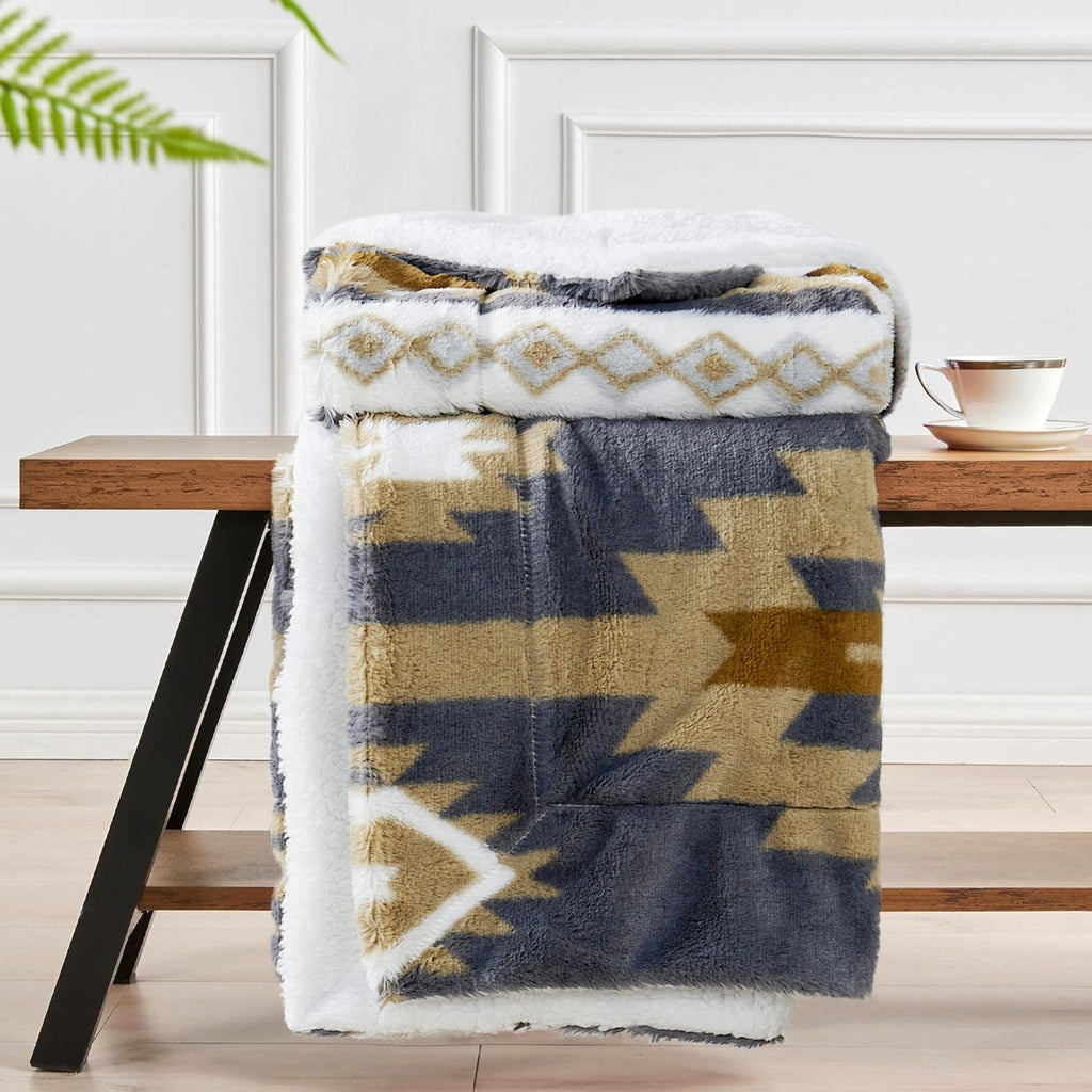 Southwest Sherpa Fleece Throw Blanket – Ultra Soft Reversible & Cozy Plush Gifts