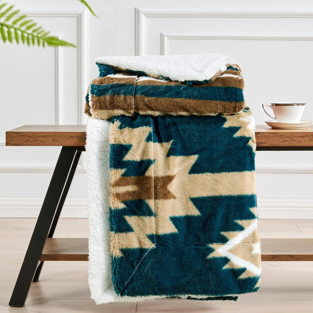 Southwest Sherpa Fleece Throw Blanket – Ultra Soft Reversible & Cozy Plush Gifts