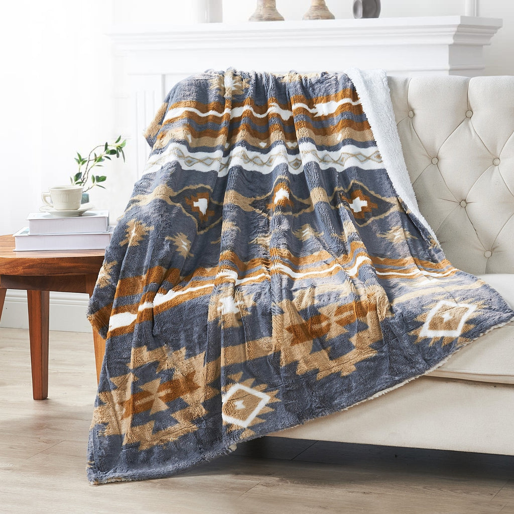 Southwest Sherpa Fleece Throw Blanket – Ultra Soft Reversible & Cozy Plush Gifts