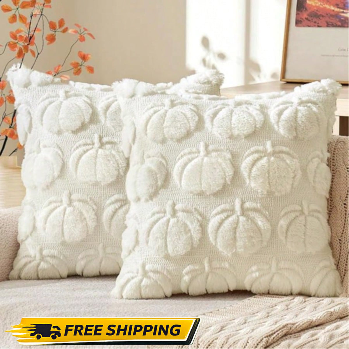 Halloween Pumpkin Cushion Cover  45x45cm Soft Embroidered Sofa Bed Pillow Case