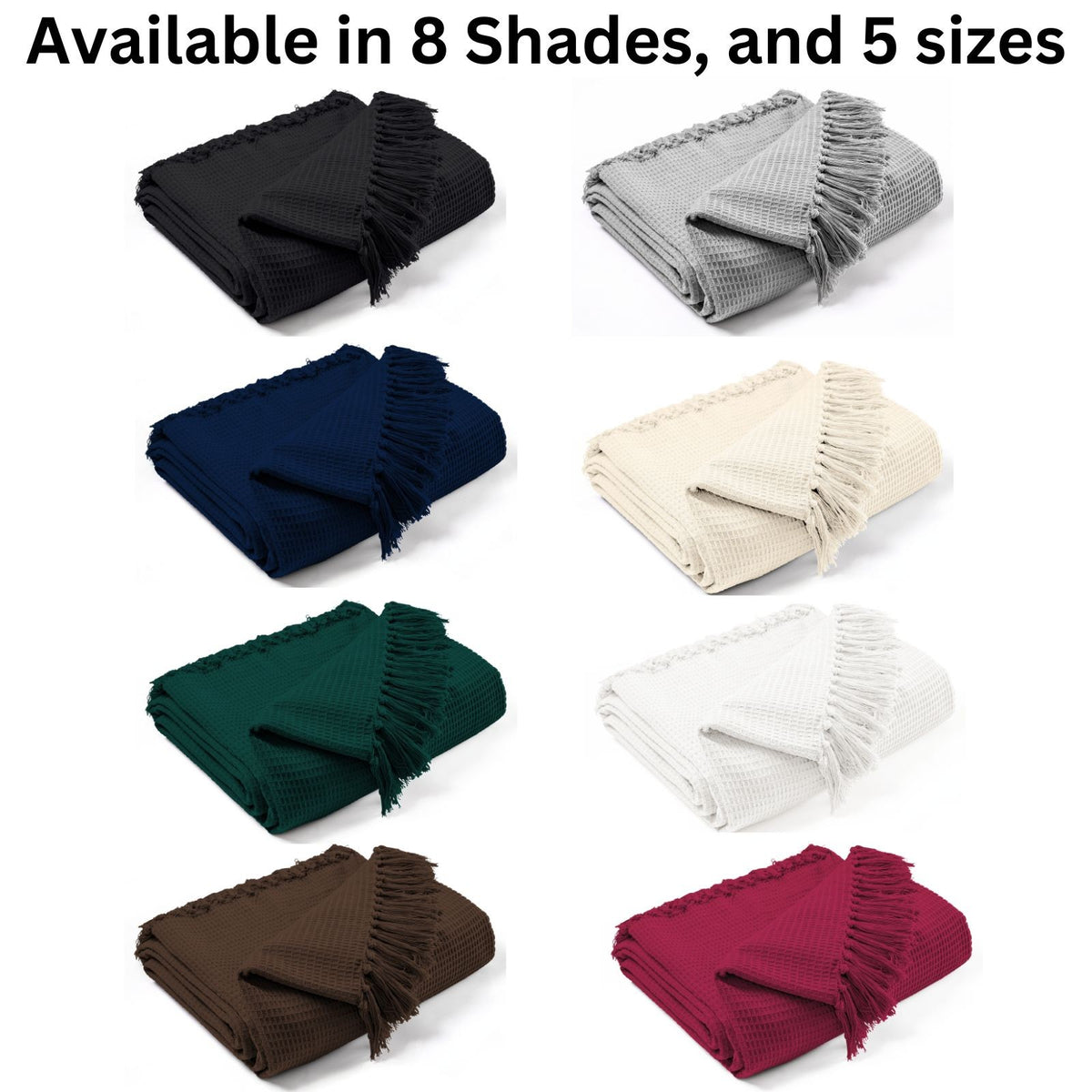 Luxury Waffle Indian Cotton Sofa/Bed Settee Couch Throw , 5 Sizes & 8 Colours