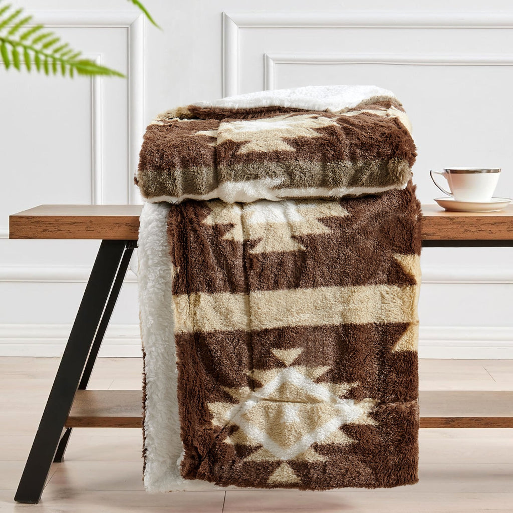 Southwest Sherpa Fleece Throw Blanket – Ultra Soft Reversible & Cozy Plush Gifts