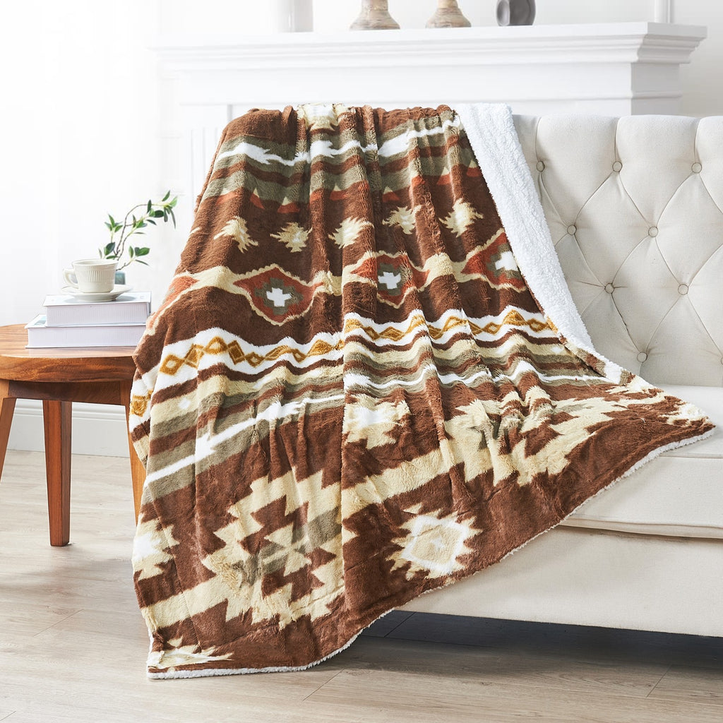 Southwest Sherpa Fleece Throw Blanket – Ultra Soft Reversible & Cozy Plush Gifts