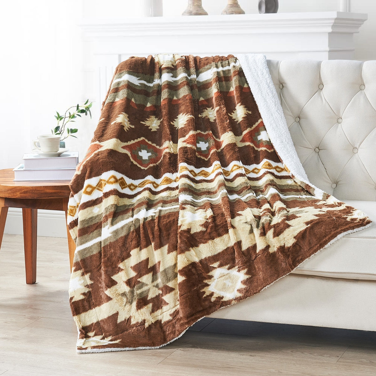 Southwest Sherpa Fleece Throw Blanket – Ultra Soft Reversible & Cozy Plush Gifts