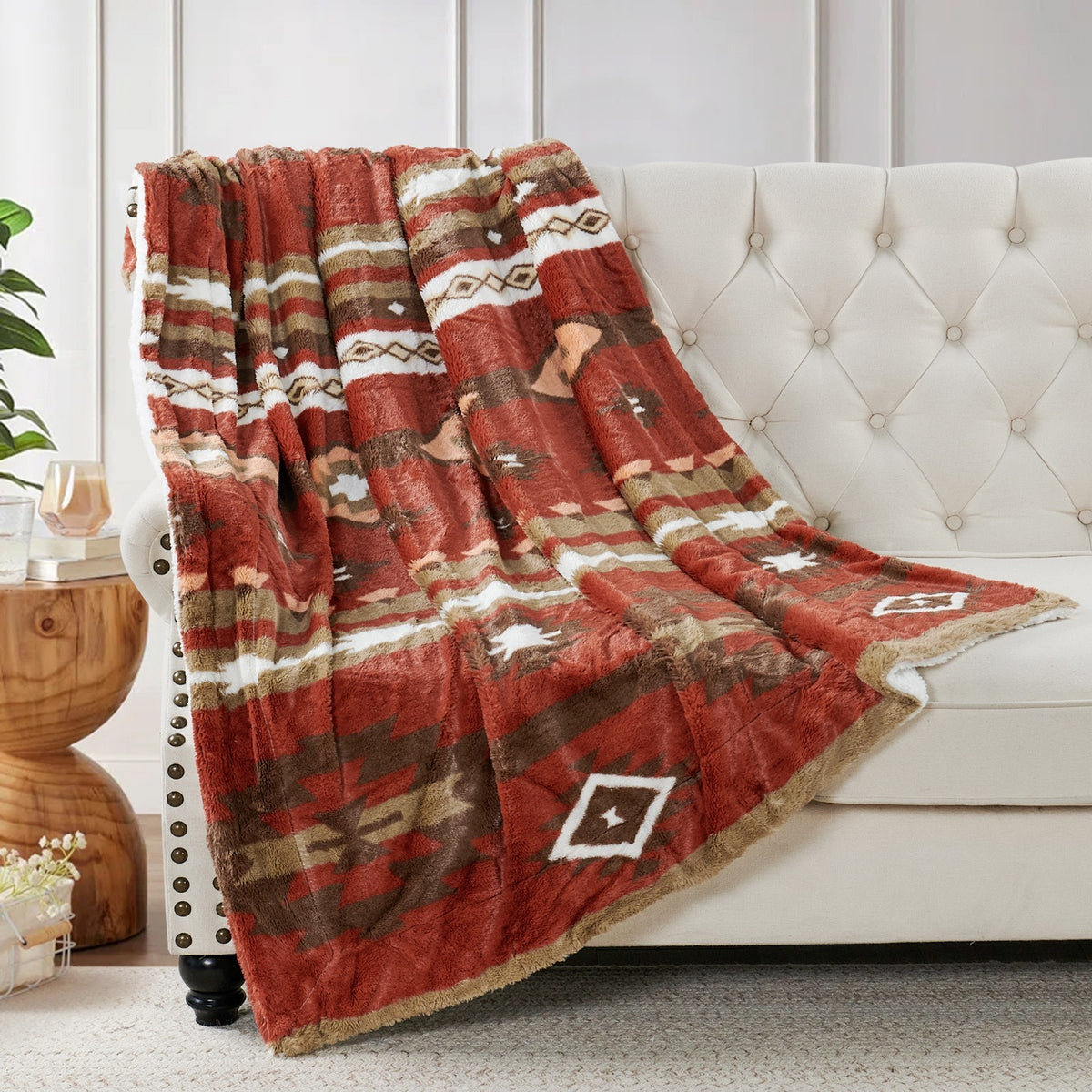 Southwest Sherpa Fleece Throw Blanket – Ultra Soft Reversible & Cozy Plush Gifts