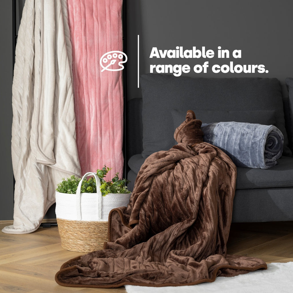 LIVIVO Heated Electric Over Blanket Grey Micro Fleece Throw 160x130cm