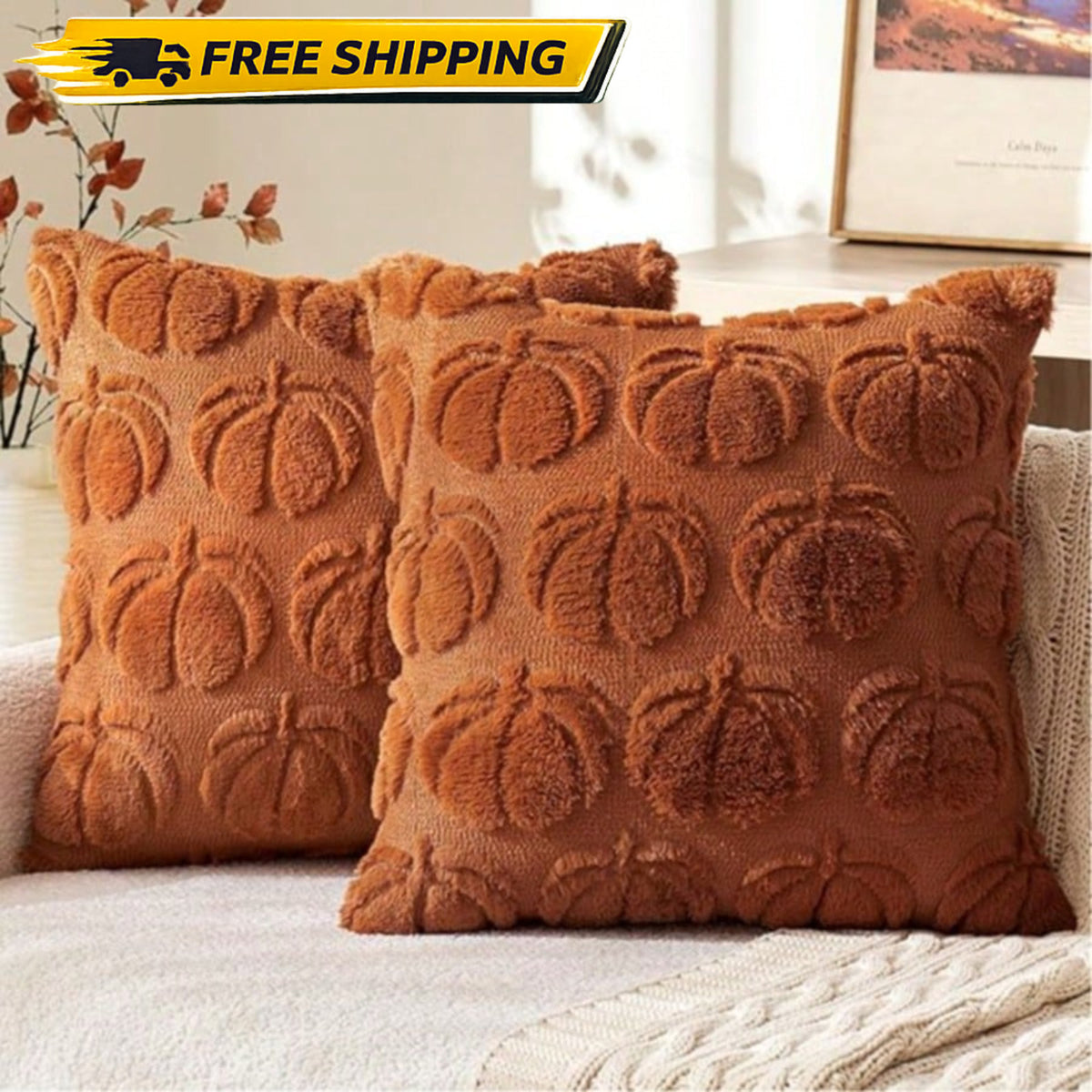 Halloween Pumpkin Cushion Cover  45x45cm Soft Embroidered Sofa Bed Pillow Case