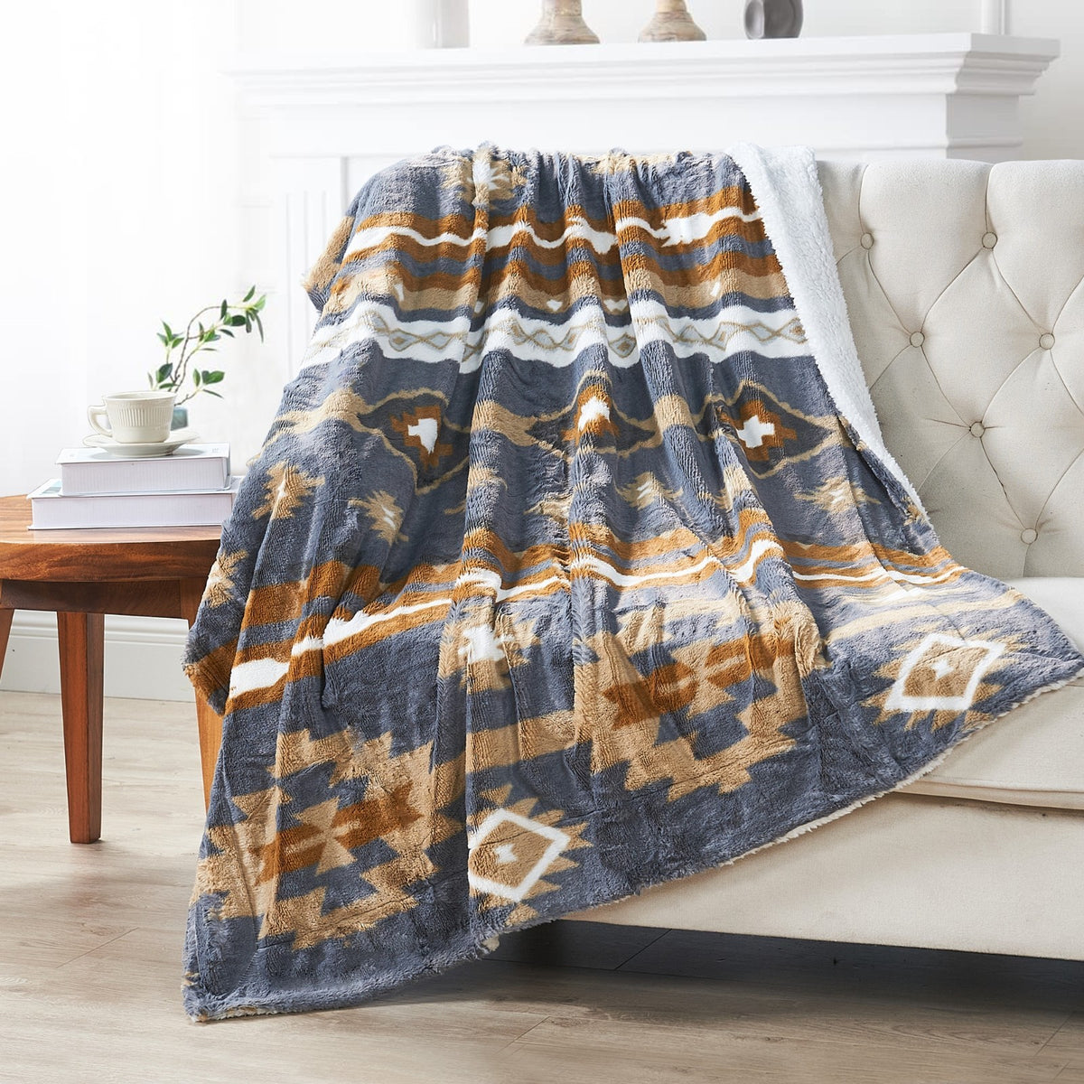 Southwest Sherpa Fleece Throw Blanket – Ultra Soft Reversible & Cozy Plush Gifts