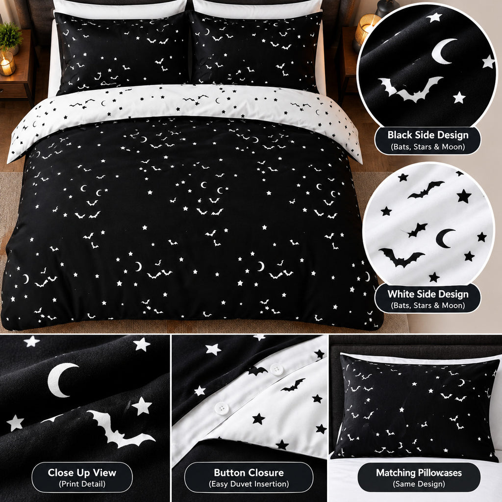 Damask Halloween Duvet Cover Reversible Bedding Set Quilt Cover + Pillowcases