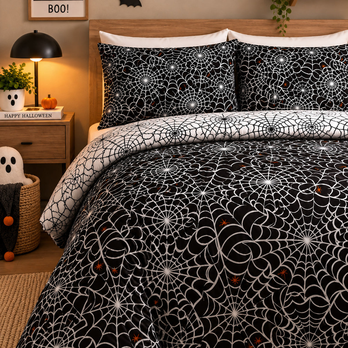 Damask Halloween Duvet Cover Reversible Bedding Set Quilt Cover + Pillowcases