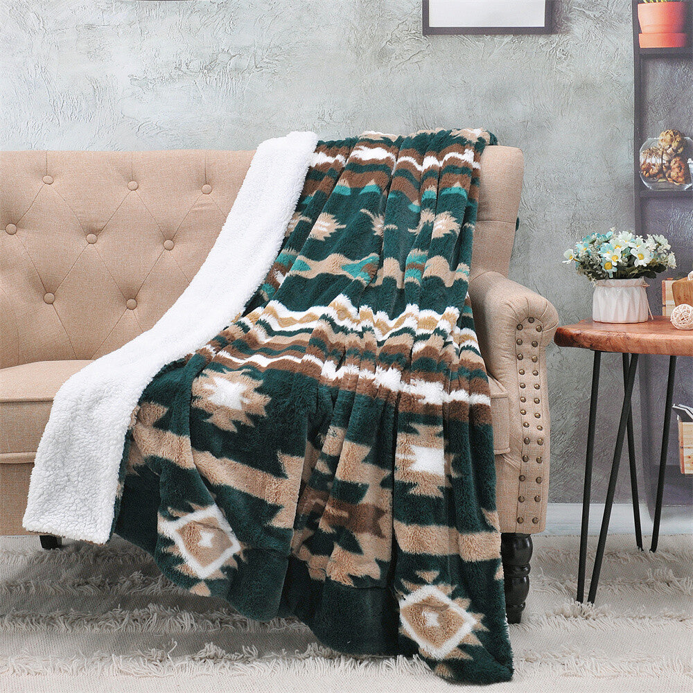 Southwest Sherpa Fleece Throw Blanket – Ultra Soft Reversible & Cozy Plush Gifts
