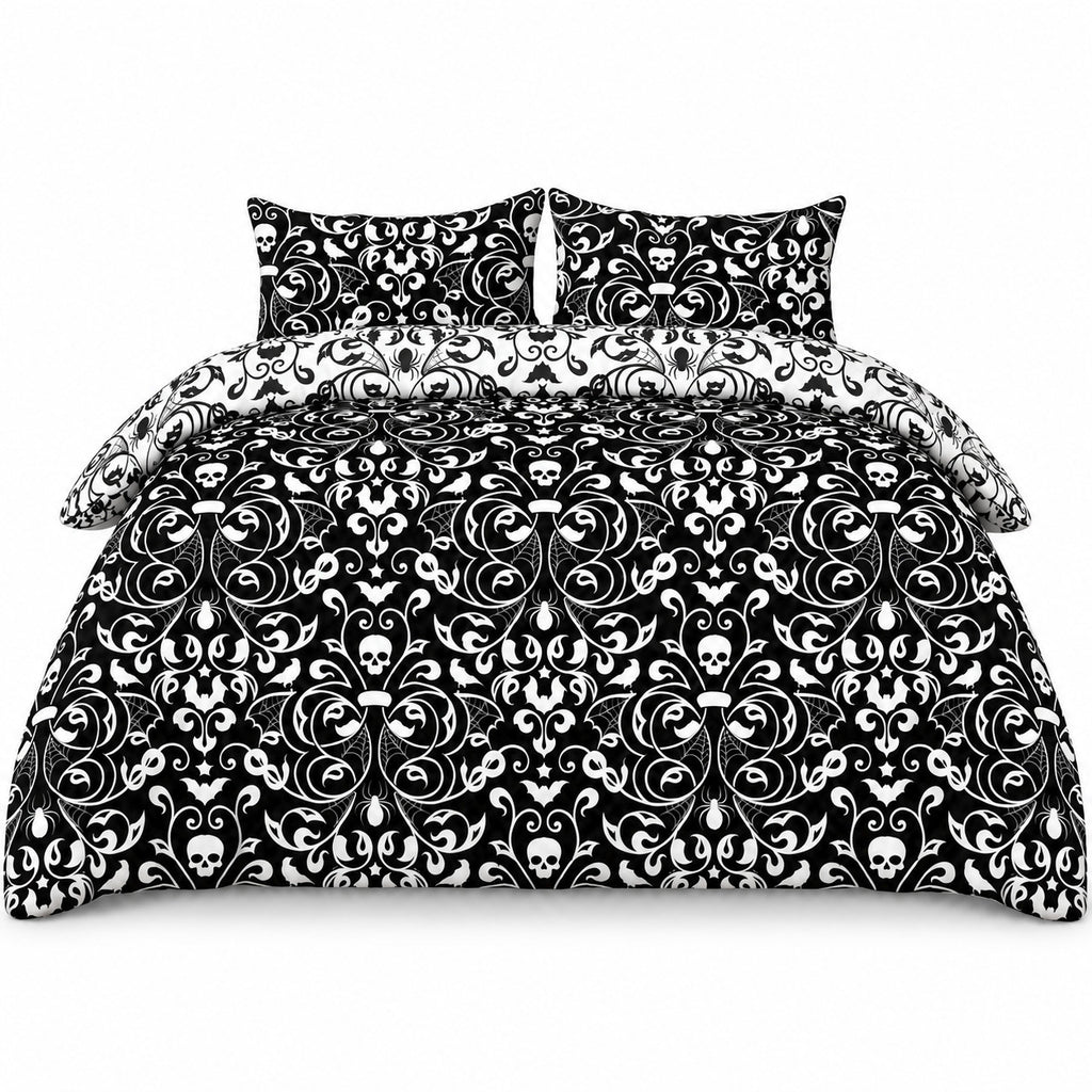 Damask Halloween Duvet Cover Reversible Bedding Set Quilt Cover + Pillowcases