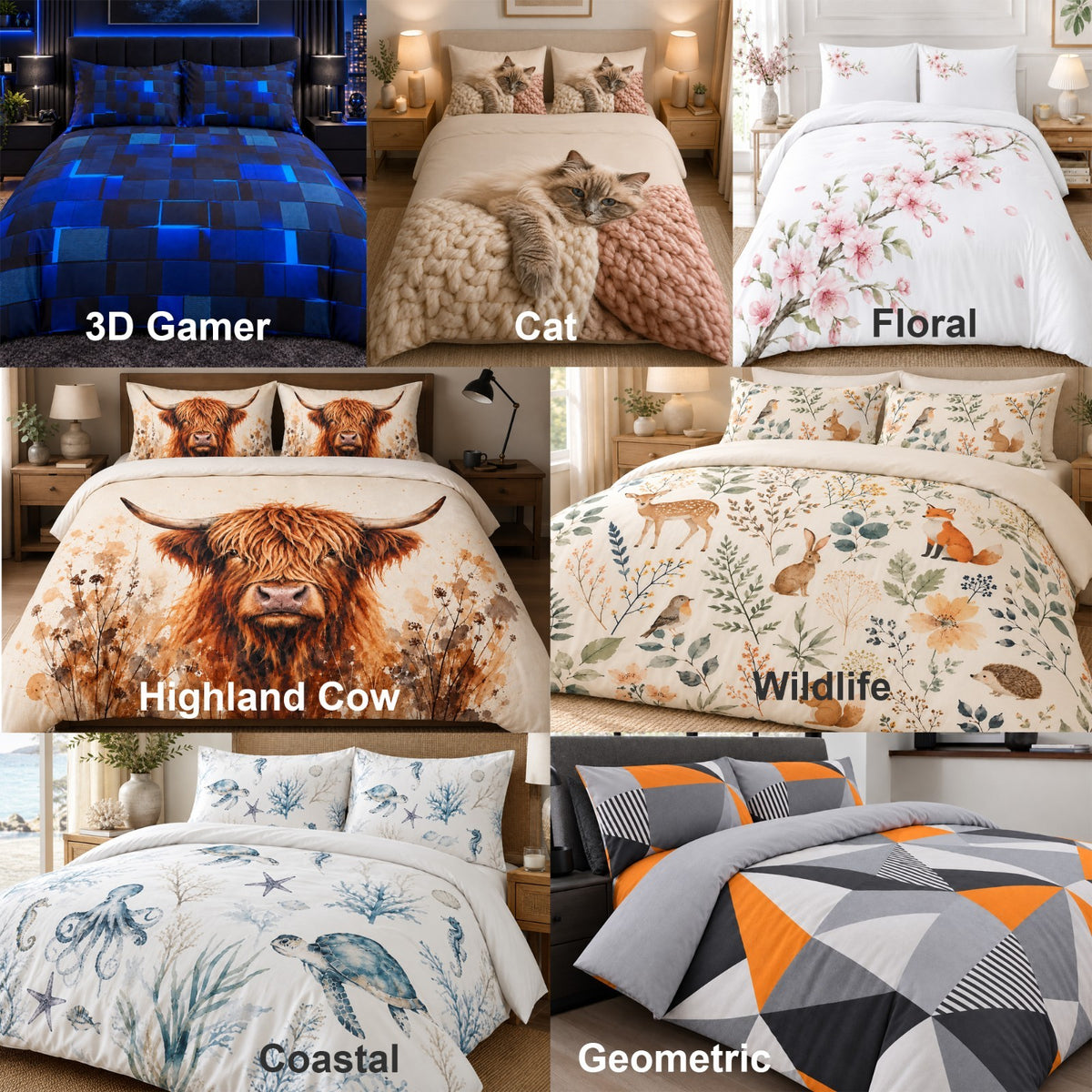 Digital Print Duvet Cover Set Bedding Quilt Cover Pillowcases Single Double King