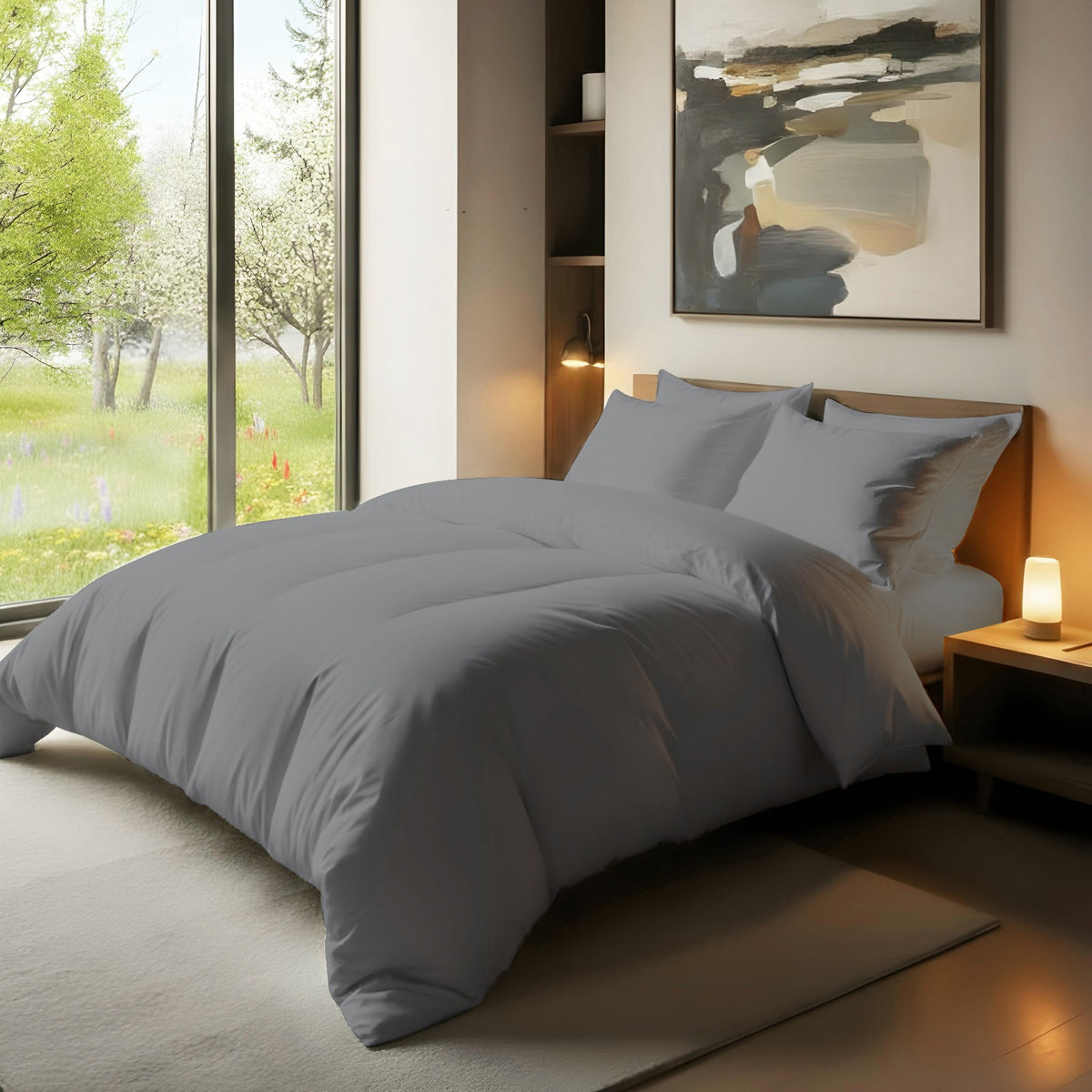 Duvet Quilt Cover 200TC Egyptian Cotton 3PC Bedding Set Single Double King Super